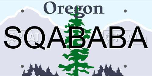 SQABABA Oregon License Plate