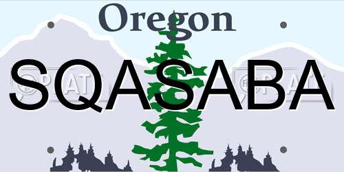SQASABA Oregon License Plate