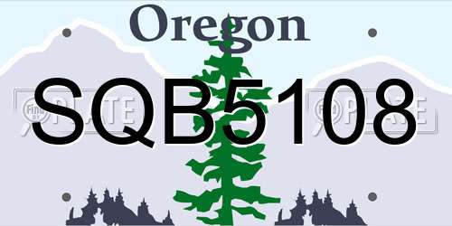 SQB5108 Oregon License Plate