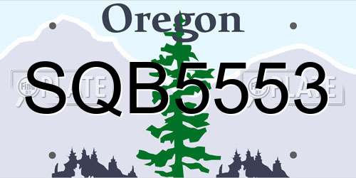 SQB5553 Oregon License Plate