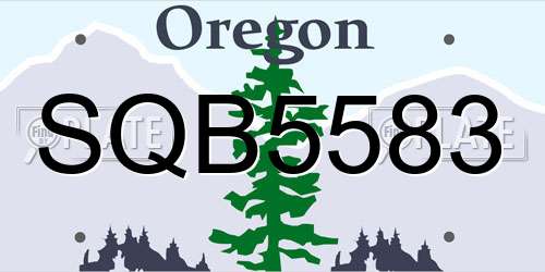 SQB5583 Oregon License Plate