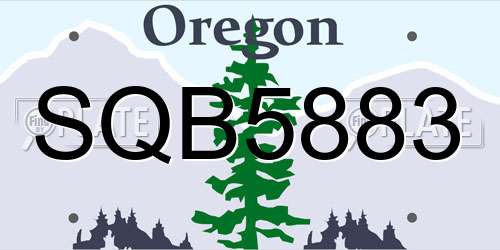 SQB5883 Oregon License Plate
