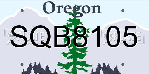 SQB8105 Oregon License Plate