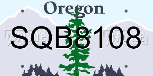 SQB8108 Oregon License Plate