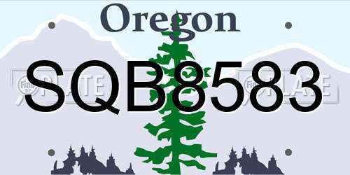 SQB8583 Oregon License Plate
