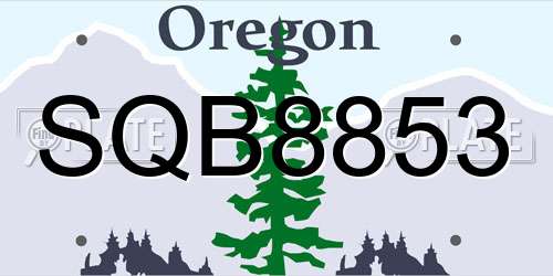 SQB8853 Oregon License Plate
