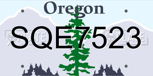 SQE7523 Oregon License Plate