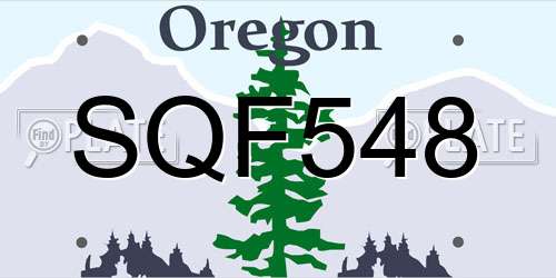 SQF548 Oregon License Plate