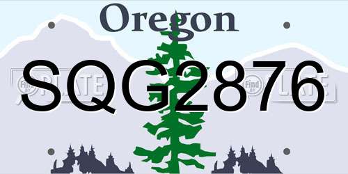 SQG2876 Oregon License Plate
