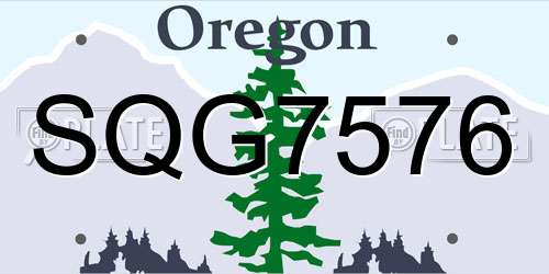 SQG7576 Oregon License Plate