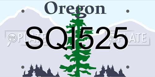 SQI525 Oregon License Plate