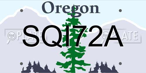 SQI72A Oregon License Plate