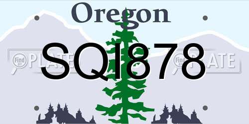 SQI878 Oregon License Plate
