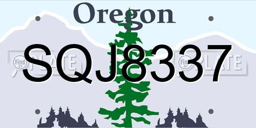 SQJ8337 Oregon License Plate