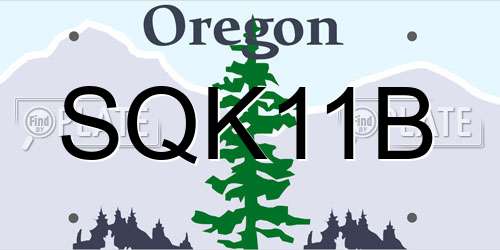 SQK11B Oregon License Plate
