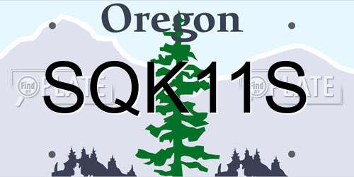 SQK11S Oregon License Plate
