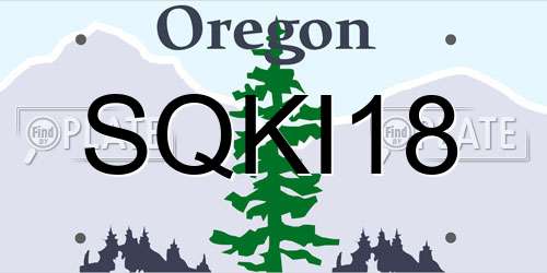 SQKI18 Oregon License Plate