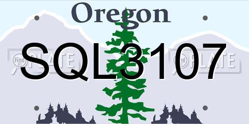 SQL3107 Oregon License Plate