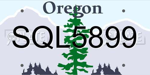 SQL5899 Oregon License Plate