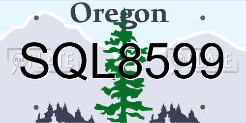 SQL8599 Oregon License Plate