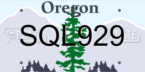 SQL929 Oregon License Plate