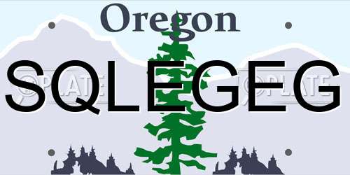 SQLEGEG Oregon License Plate
