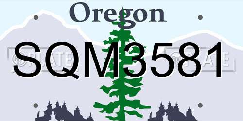 SQM3581 Oregon License Plate