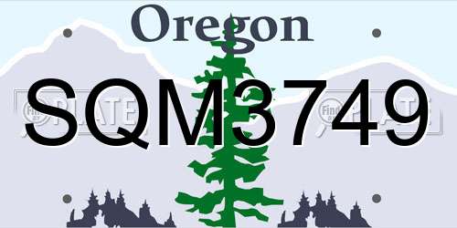 SQM3749 Oregon License Plate