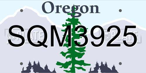SQM3925 Oregon License Plate