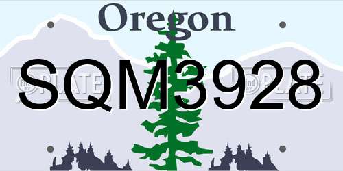 SQM3928 Oregon License Plate