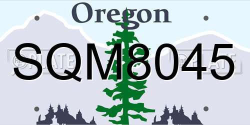 SQM8045 Oregon License Plate