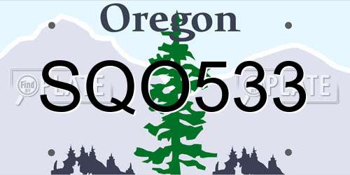 SQO533 Oregon License Plate