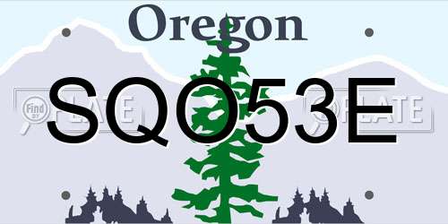 SQO53E Oregon License Plate