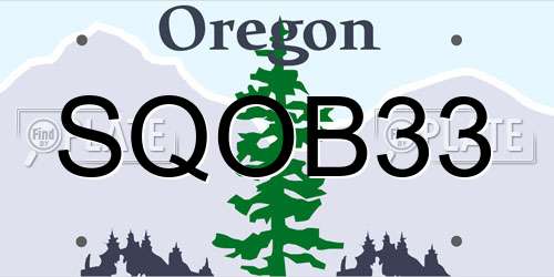 SQOB33 Oregon License Plate