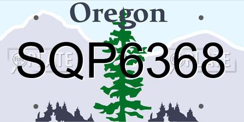 SQP6368 Oregon License Plate