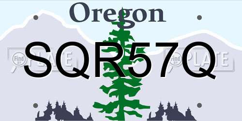 SQR57Q Oregon License Plate