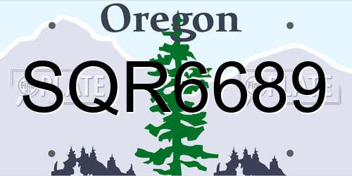 SQR6689 Oregon License Plate