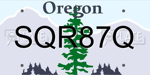 SQR87Q Oregon License Plate
