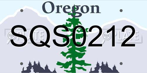 SQS0212 Oregon License Plate