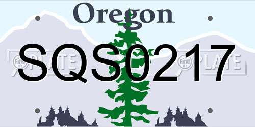 SQS0217 Oregon License Plate