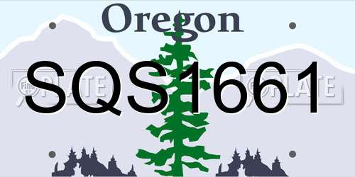 SQS1661 Oregon License Plate