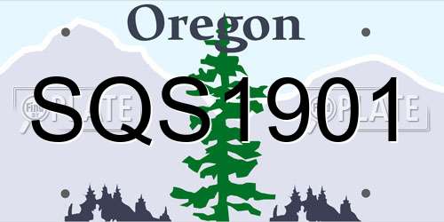 SQS1901 Oregon License Plate