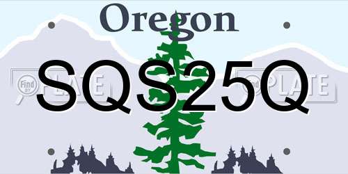 SQS25Q Oregon License Plate
