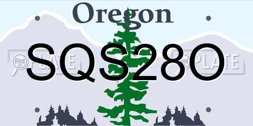 SQS28O Oregon License Plate