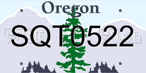 SQT0522 Oregon License Plate