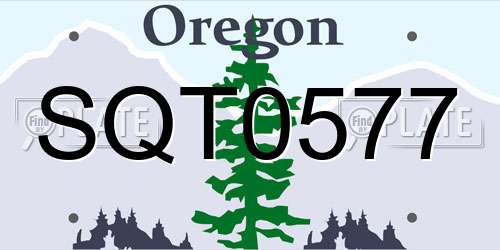 SQT0577 Oregon License Plate