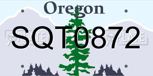 SQT0872 Oregon License Plate
