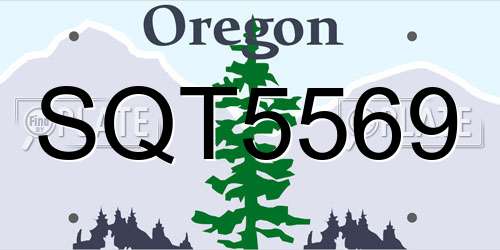 SQT5569 Oregon License Plate