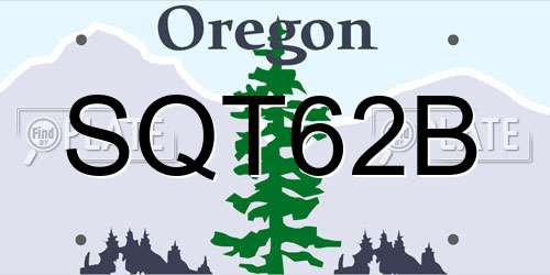 SQT62B Oregon License Plate