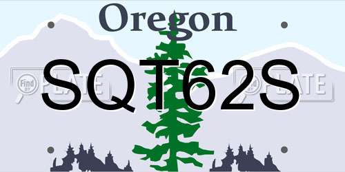 SQT62S Oregon License Plate